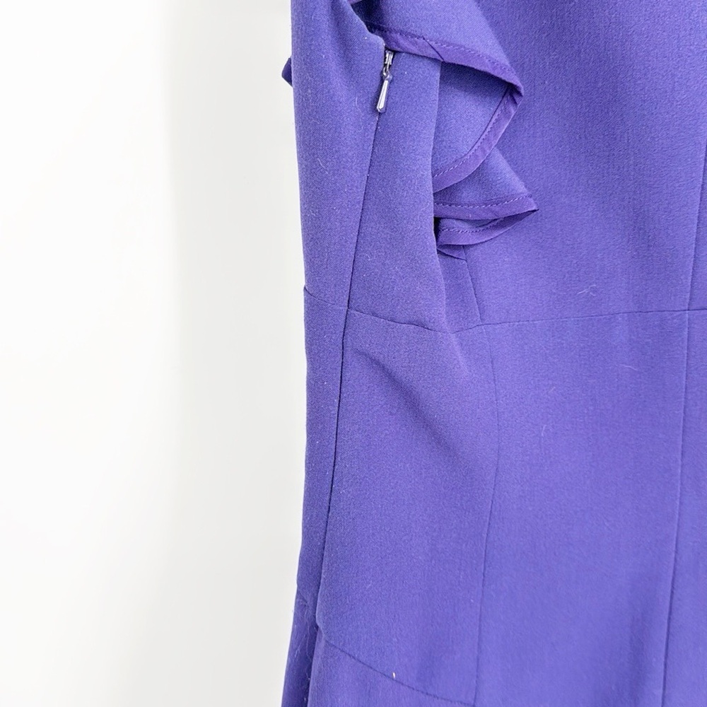Black Halo Eva Keyhole Ruffle Royal Purple Dress size 8 - Picture 5 of 12